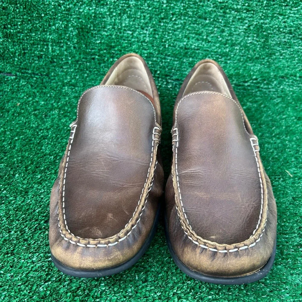 ECCO Mens Brown Leather Moc‎ Toe Slip On Loafers Shoes 571004 Size 46